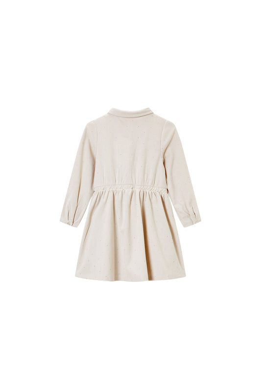 Someone "Kleid aus weichem Babycord" mit Glitzer - Ecru