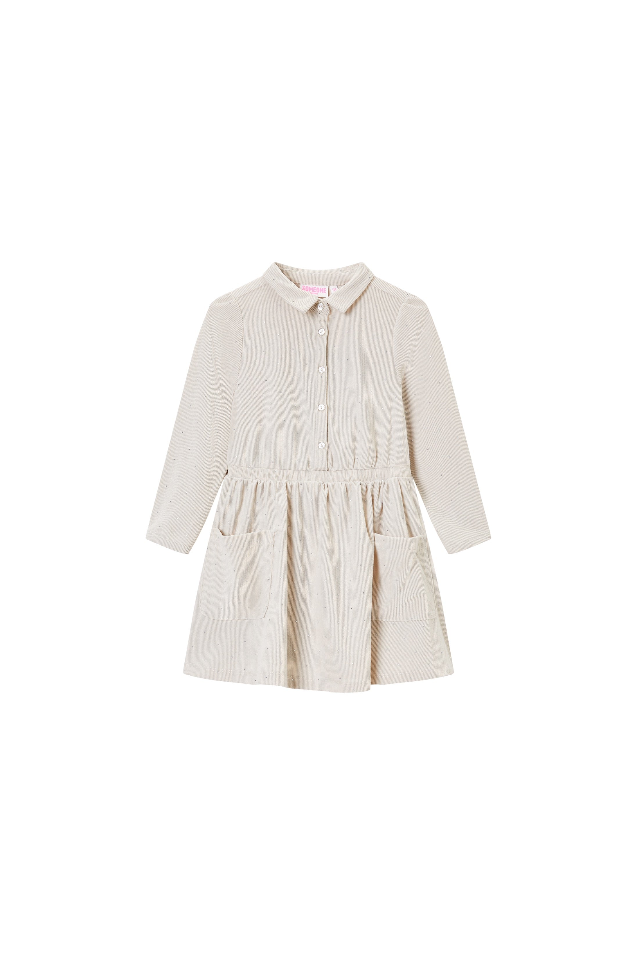 Someone "Kleid aus weichem Babycord" mit Glitzer - Ecru
