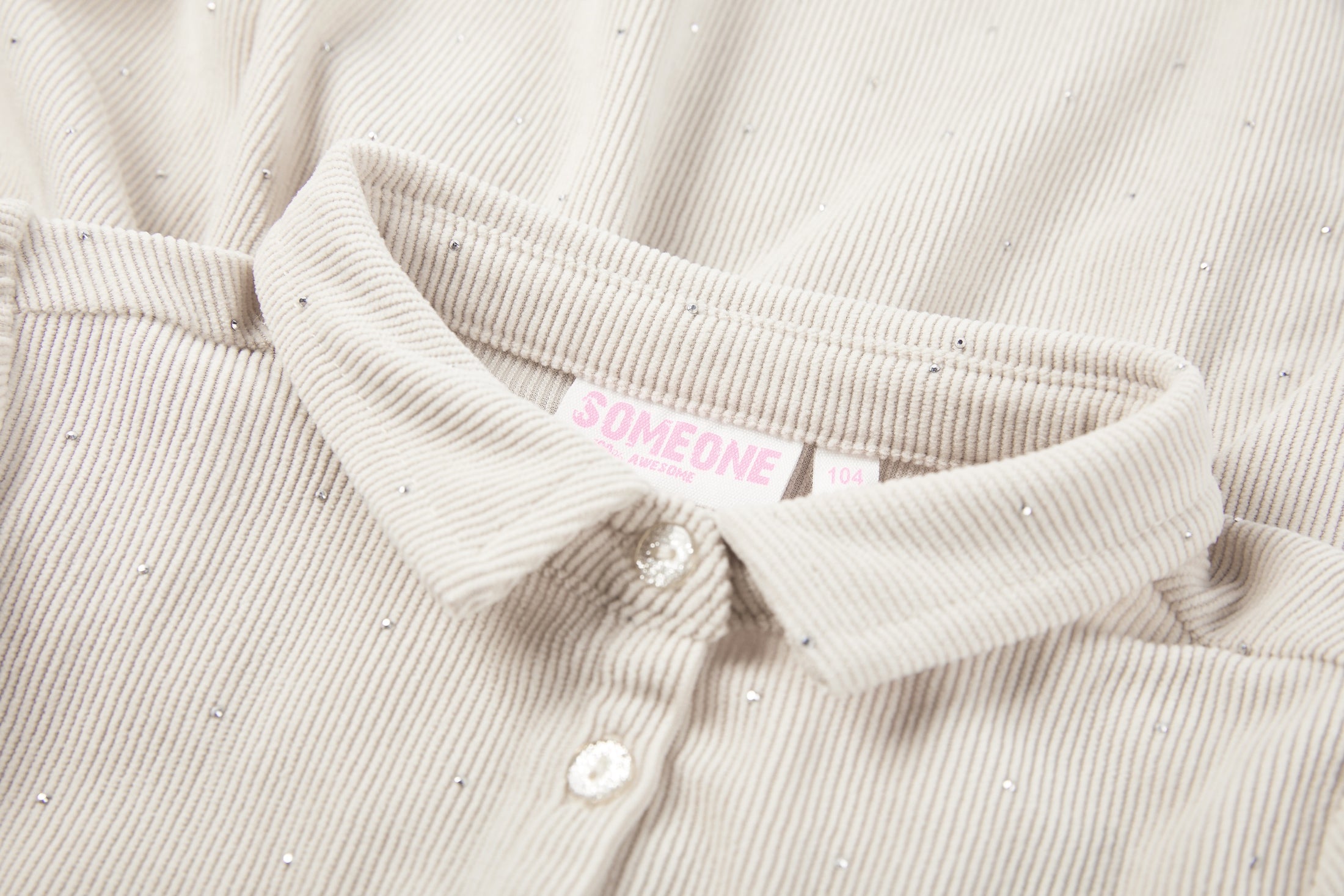 Someone "Kleid aus weichem Babycord" mit Glitzer - Ecru