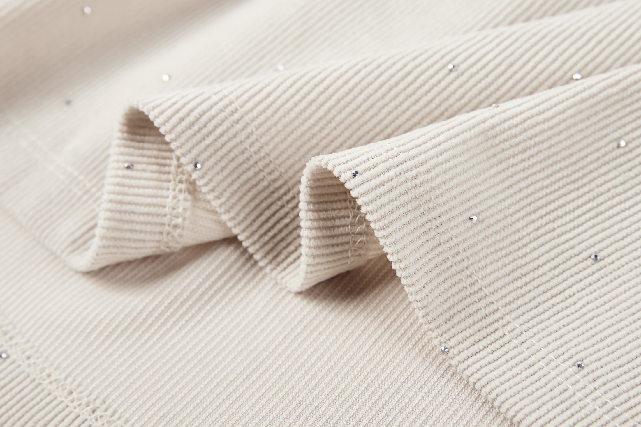 Someone "Kleid aus weichem Babycord" mit Glitzer - Ecru