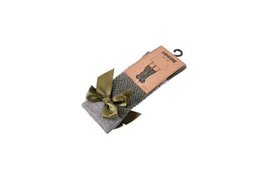 Someone "Socken" mit Schleife und Glitzer - Khaki