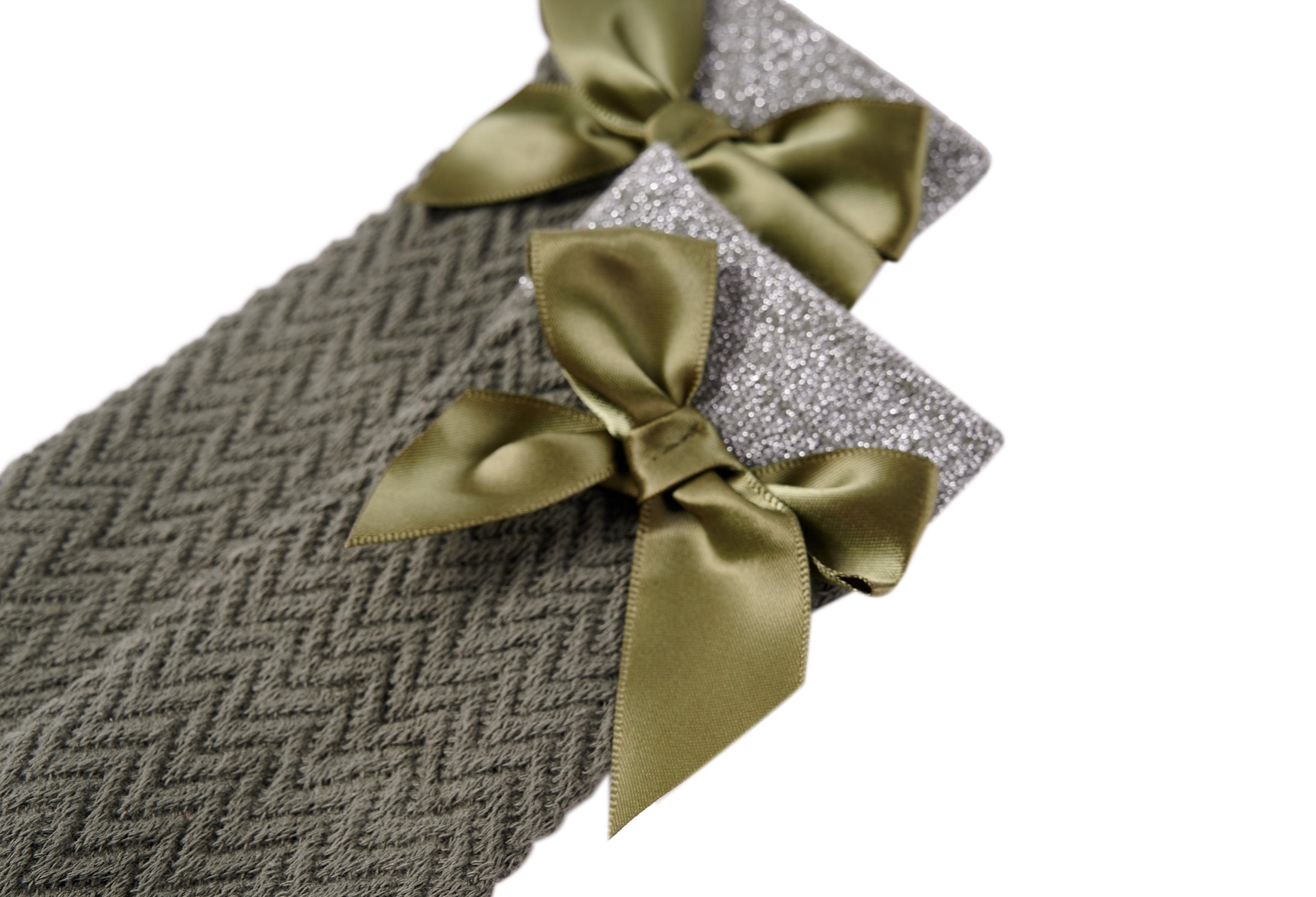 Someone "Socken" mit Schleife und Glitzer - Khaki