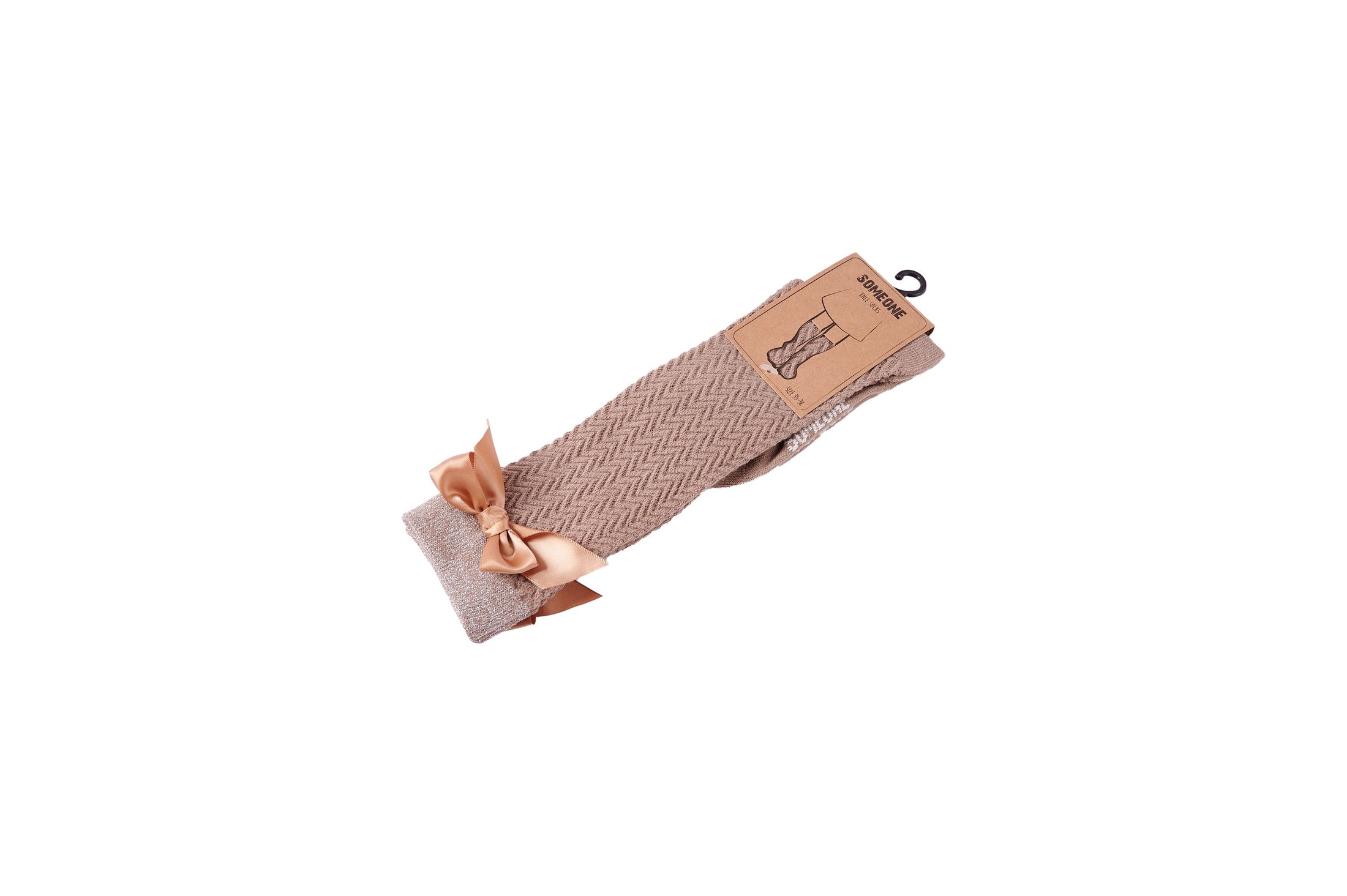 Someone "Socken" mit Schleife und Glitzer - Medium Taupe
