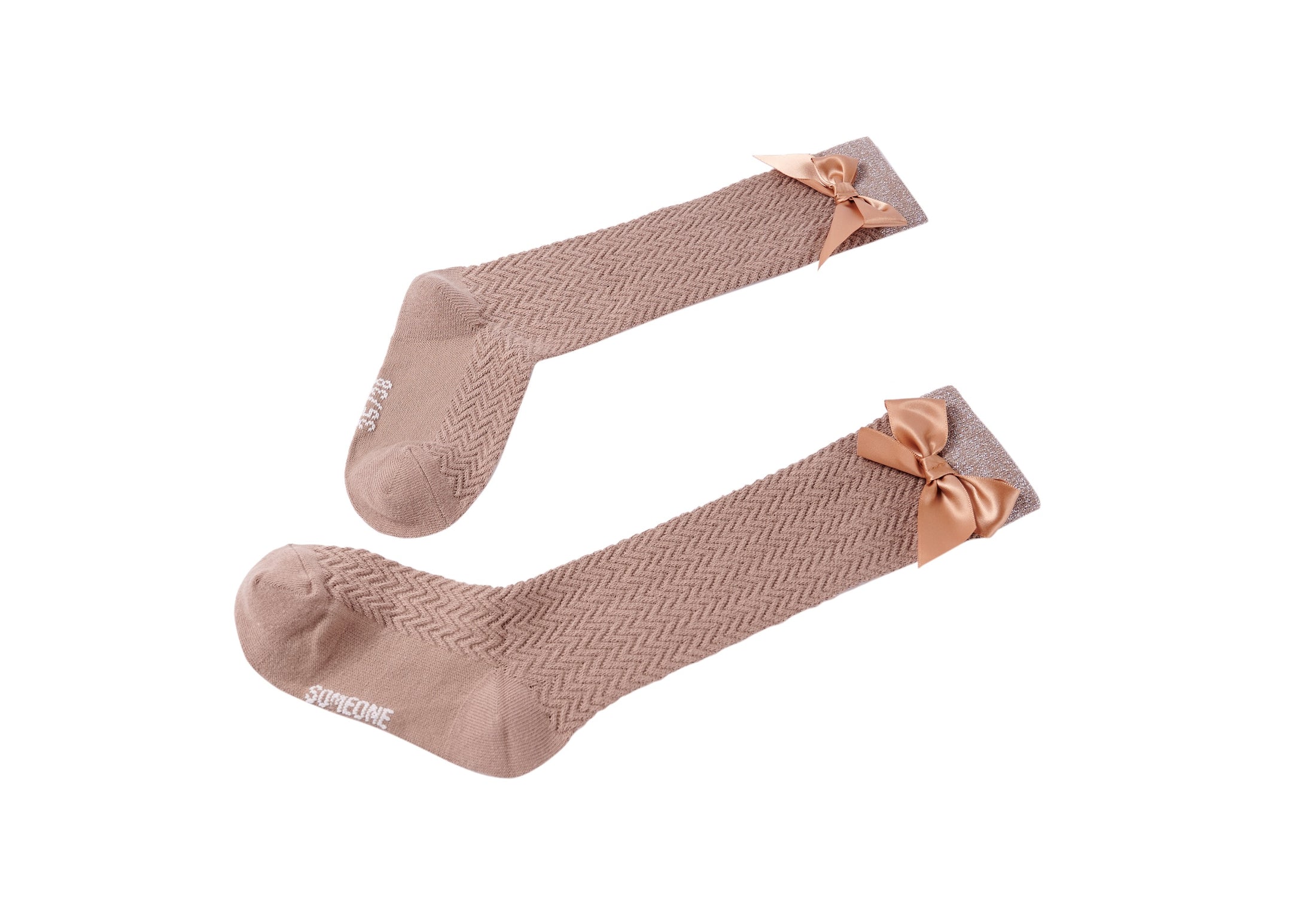 Someone "Socken" mit Schleife und Glitzer - Medium Taupe