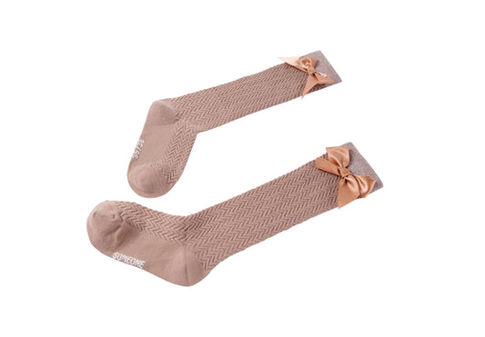 Someone "Socken" mit Schleife und Glitzer - Medium Taupe