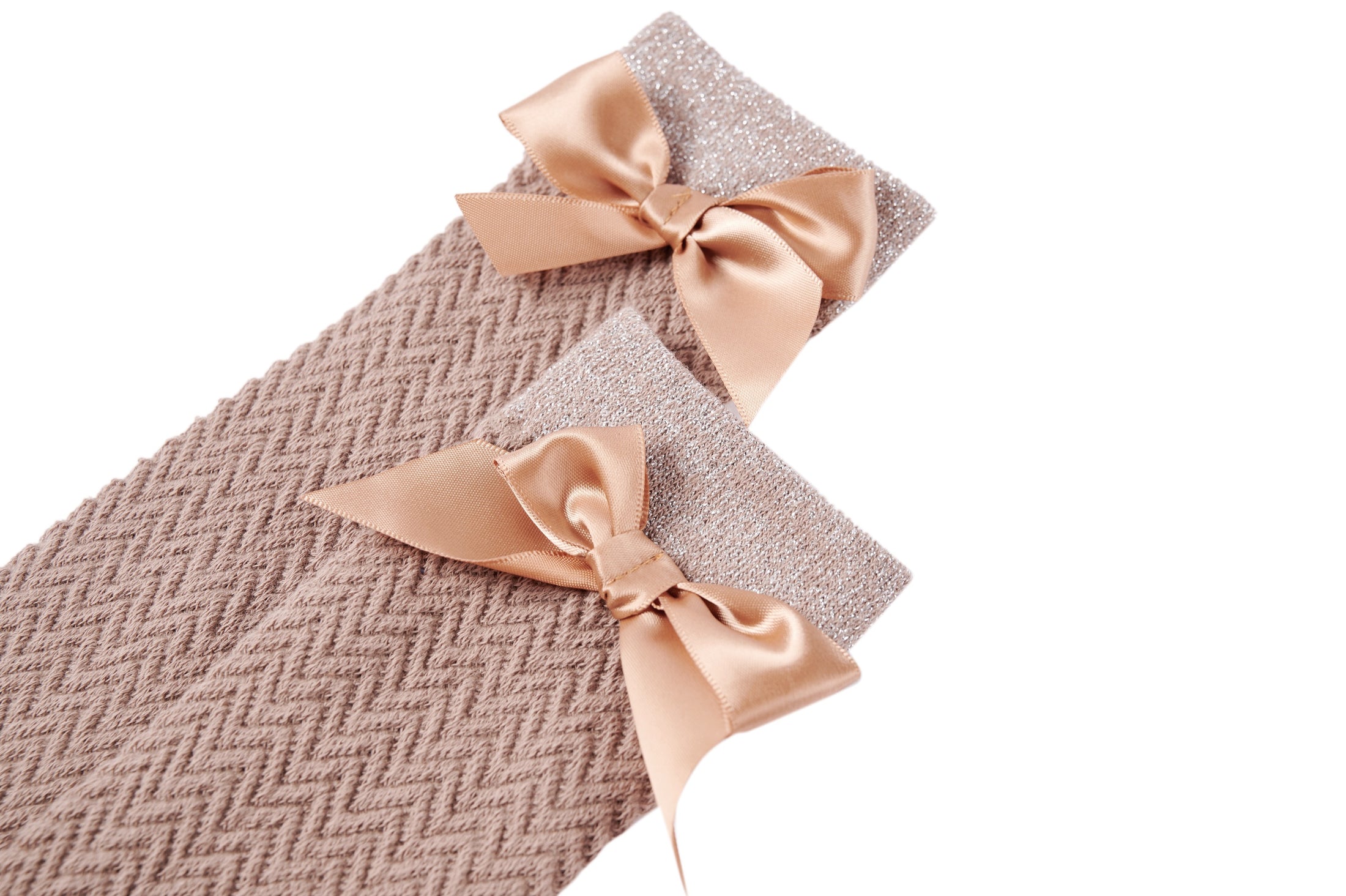 Someone "Socken" mit Schleife und Glitzer - Medium Taupe