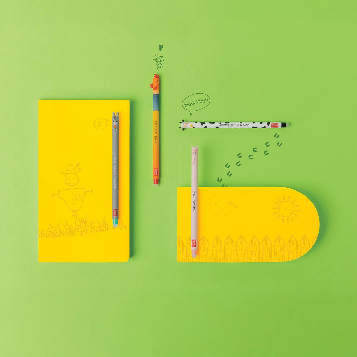 Legami Set mit 4 löschbaren Gelstiften „Farm Sweet Farm“ - Erasable Pen Set