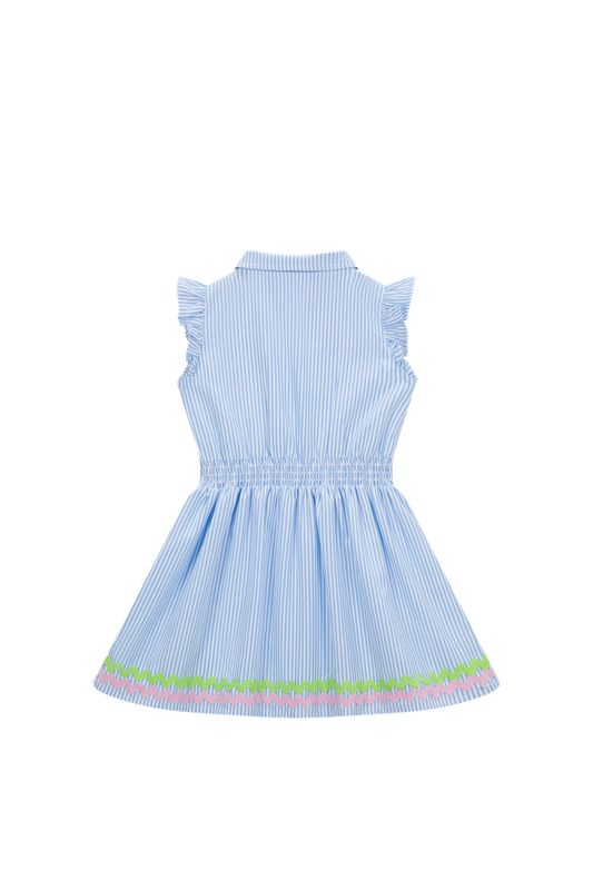 Someone Kleid mit Rüschenärmel und Applikation - Medium Blue