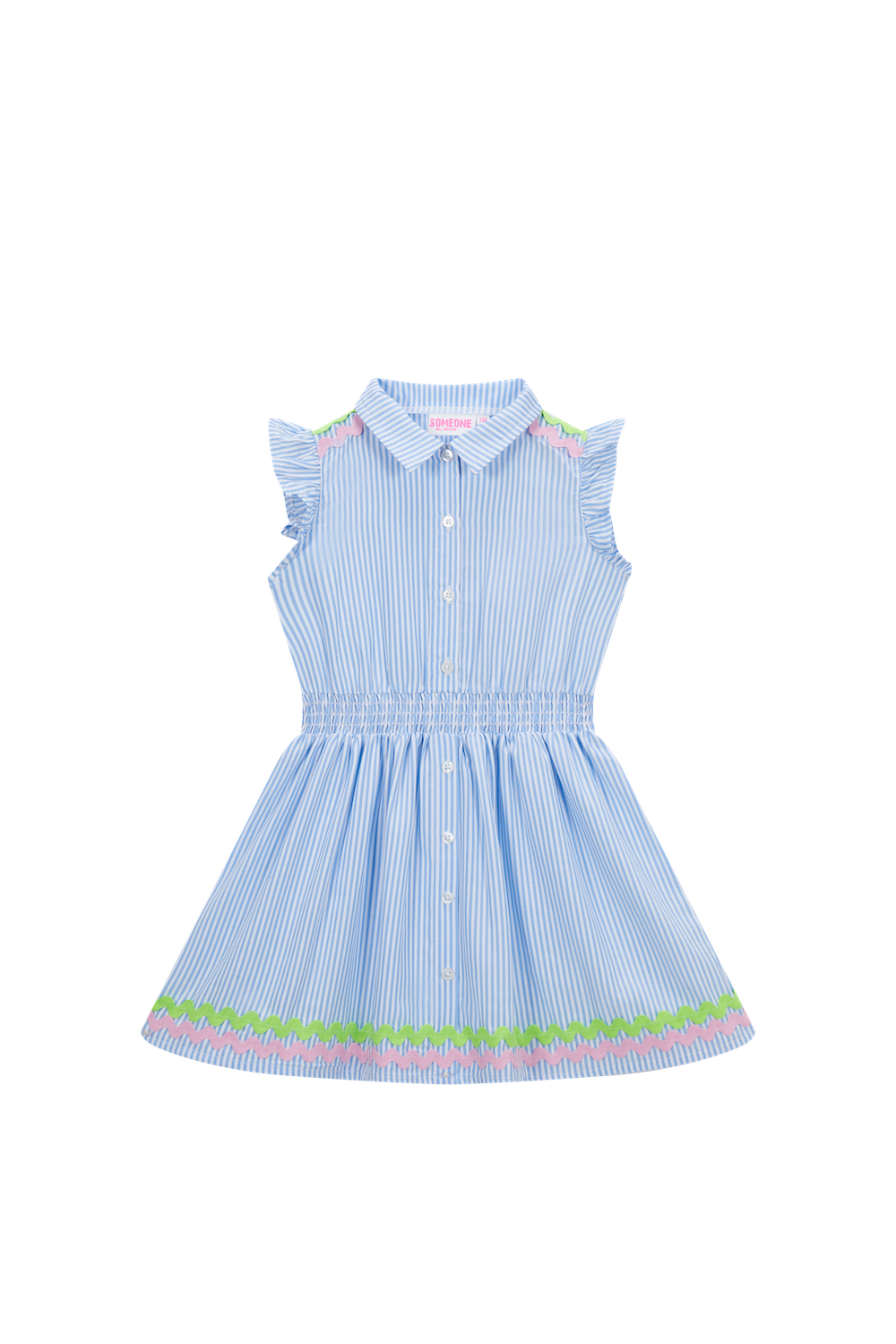 Someone Kleid mit Rüschenärmel und Applikation - Medium Blue