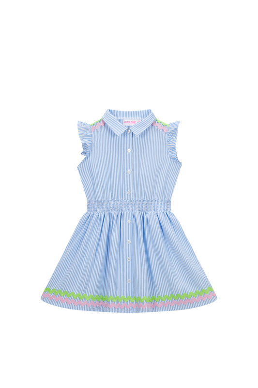 Someone Kleid mit Rüschenärmel und Applikation - Medium Blue