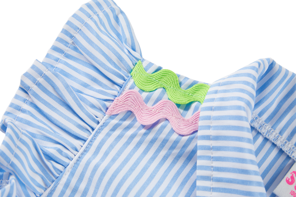 Someone Kleid mit Rüschenärmel und Applikation - Medium Blue