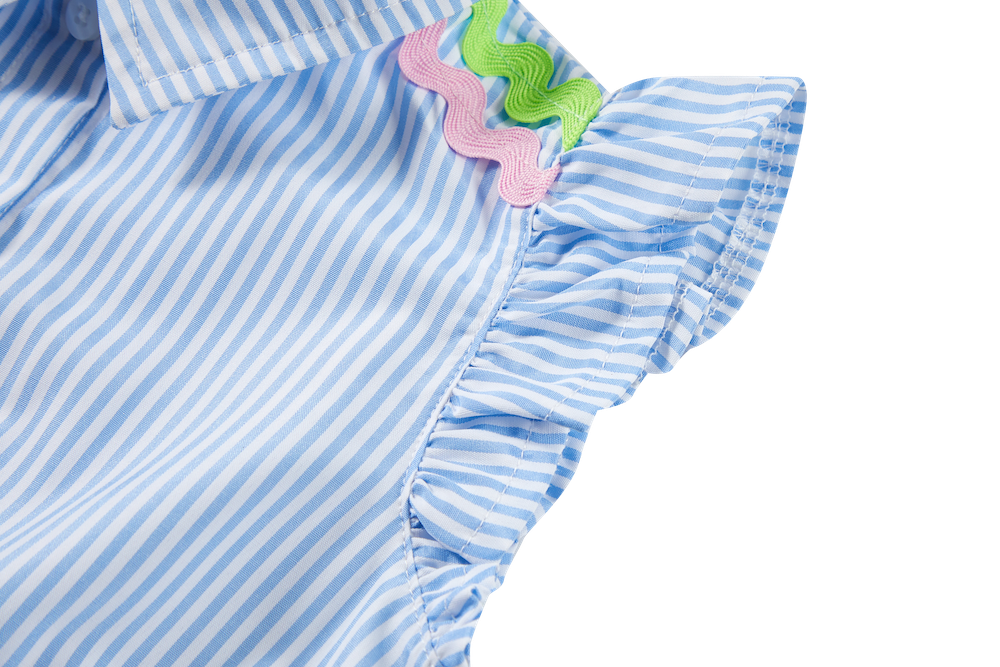 Someone Kleid mit Rüschenärmel und Applikation - Medium Blue