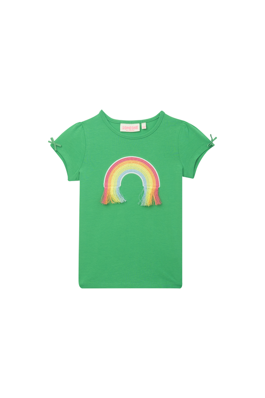 Someone "T-Shirt Fie" mit Regenbogen und Fransen - Grün