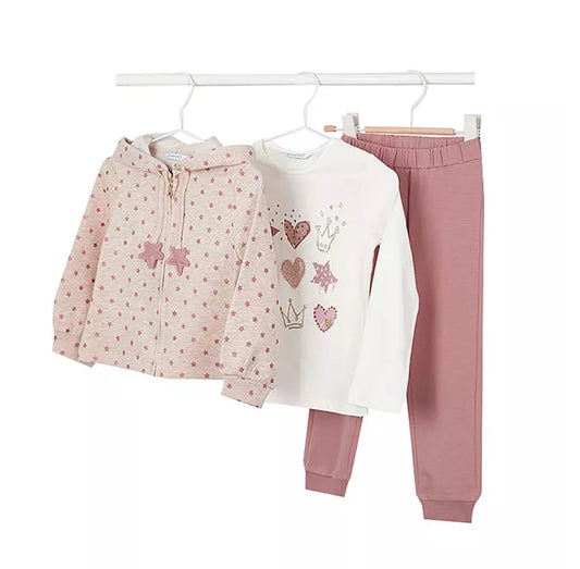 Mayoral "Spoortanzug" 3 Teile Rosa/Weiß Sterne