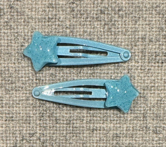 Milk & Soda Haarspangen Stern mit Glimmer "Blau"