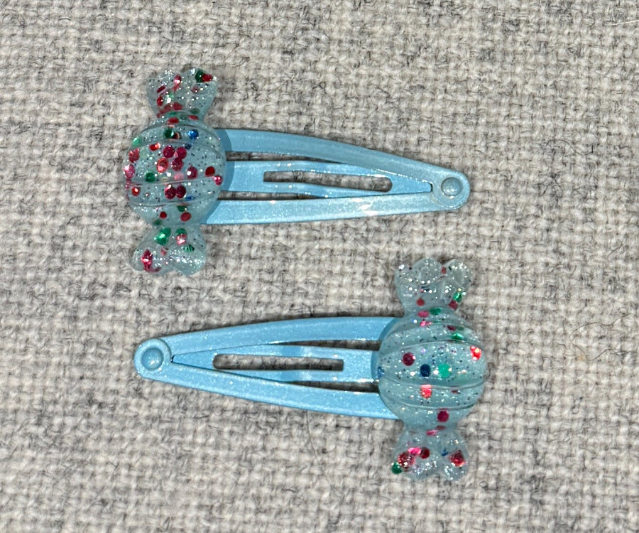Milk & Soda Haarspangen BonBon mit Glitzer "Blau"