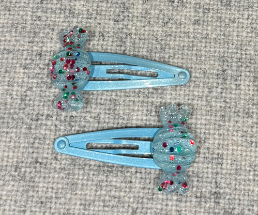 Milk & Soda Haarspangen BonBon mit Glitzer "Blau"