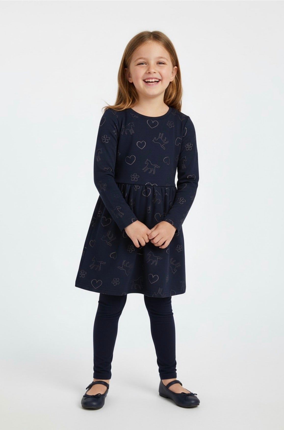 Salt & Pepper Thermo Kleid mit glitzer Print