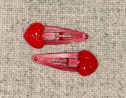 Milk & Soda Haarspangen Herz mit Glimmer "Rot"