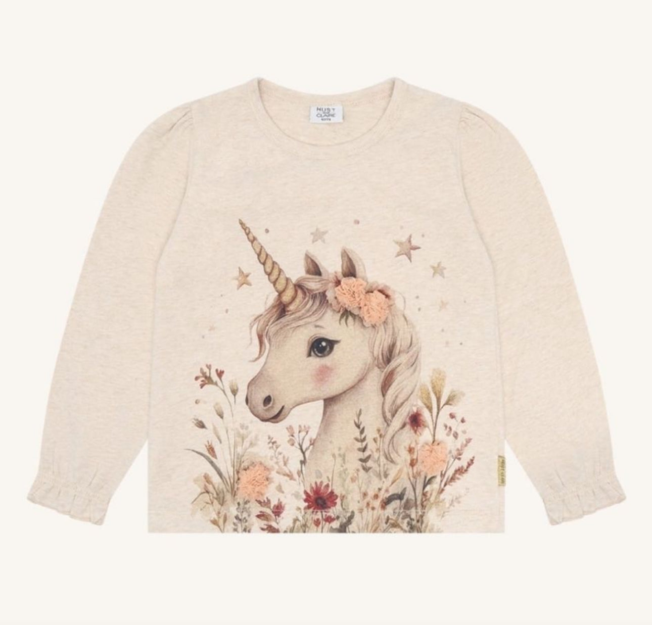 Hust & Claire "Langarmshirt" mit Einhorndruck - Wheat Melange