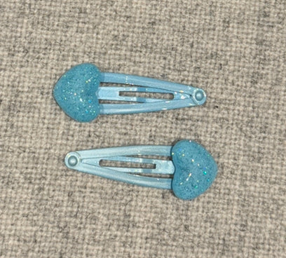 Milk & Soda Haarspangen Herz mit Glimmer "Blau"