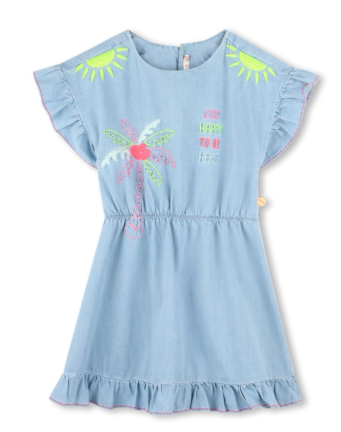 Billieblush Kleid mit Raffung und verspieltem Druck - leichter Jeansstoff