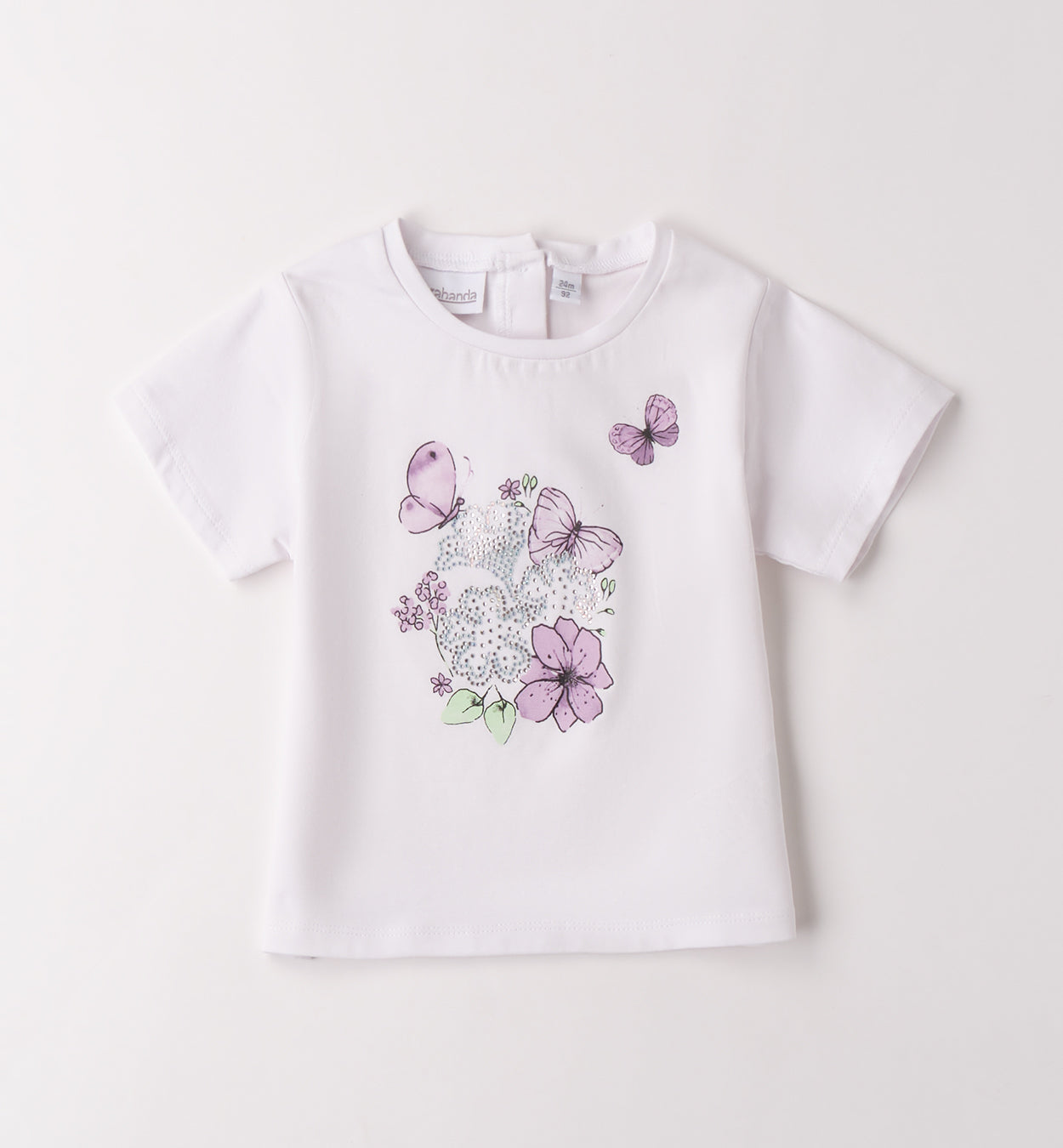 Sarabanda T-Shirt  mit Druck und Steinchen - Weiss