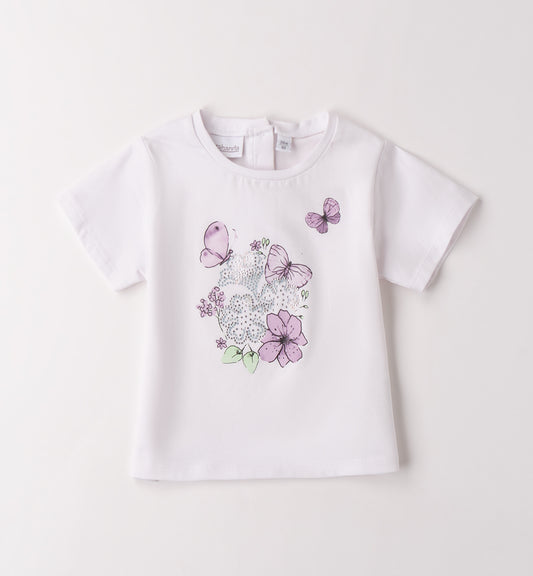 Sarabanda T-Shirt  mit Druck und Steinchen - Weiss
