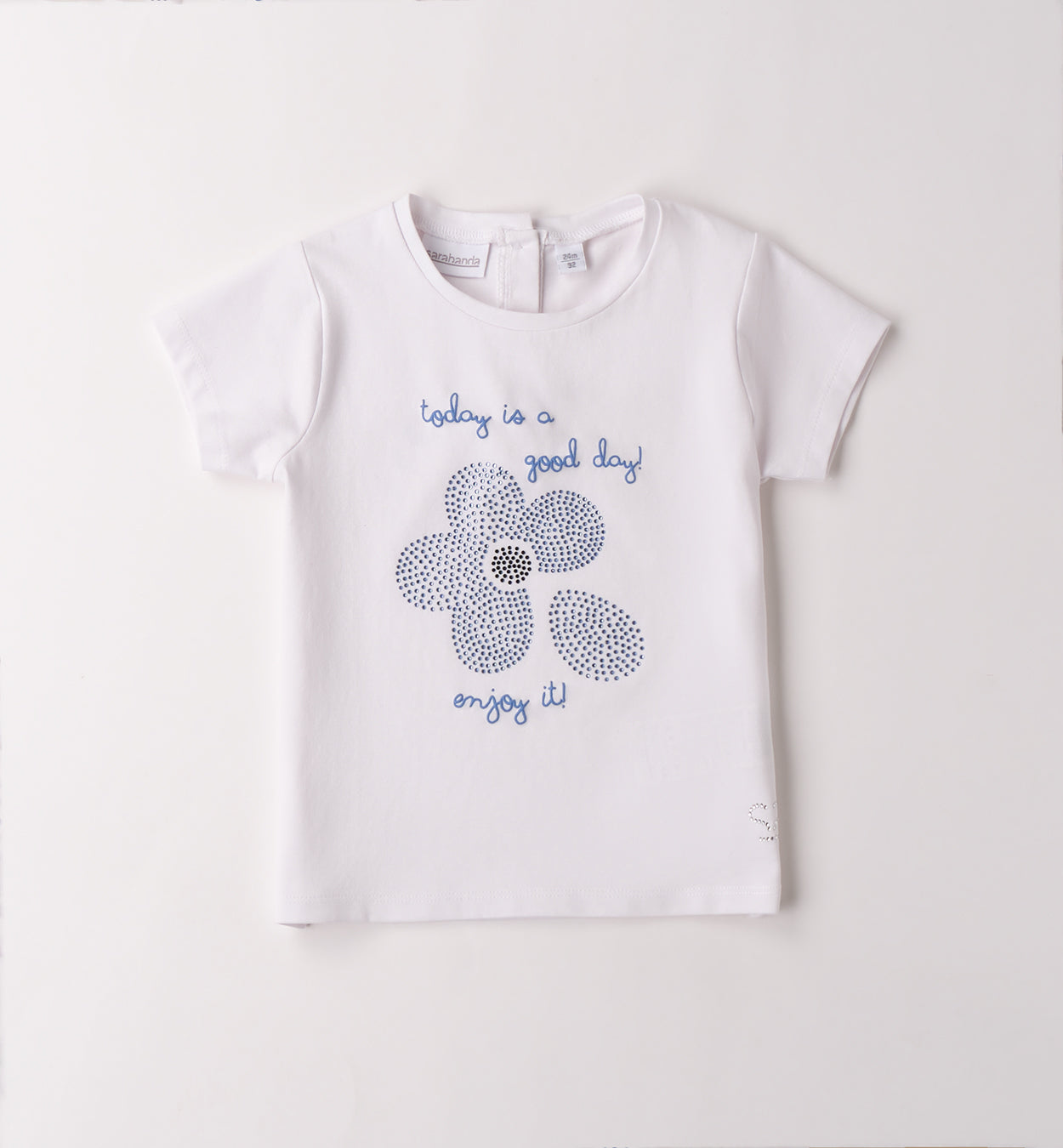 Sarabanda T-Shirt mit Druck und Steinchen - Weiss