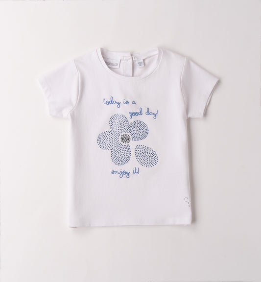 Sarabanda T-Shirt mit Druck und Steinchen - Weiss