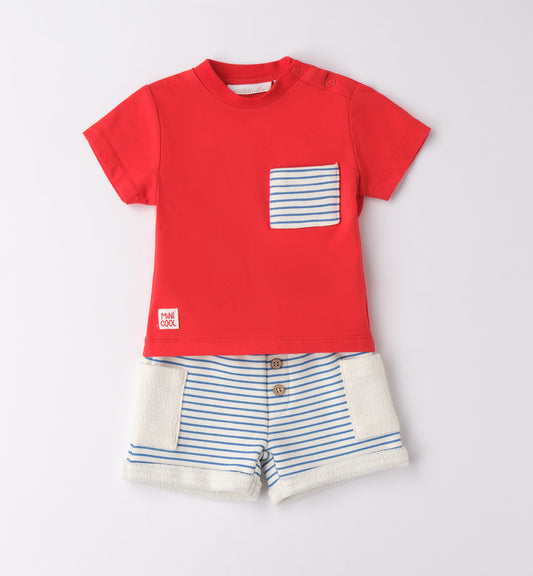 Minibanda Set, T-Shirt und Shorts - Rot gestreift