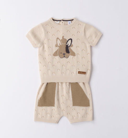Minibanda Strick Set , Shirt und Shorts - Beige