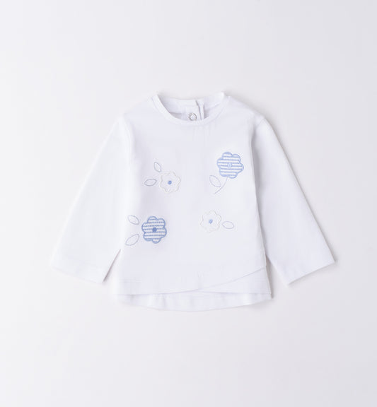 Minibanda Langarmshirt mit hübscher Stickerei - Weiß