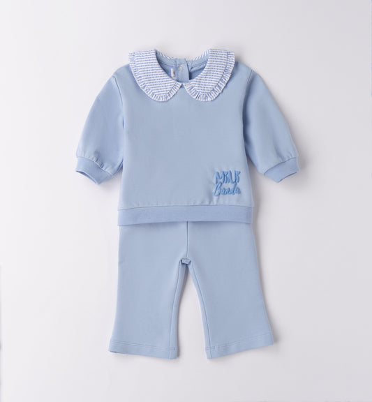 Minibanda Set 2-teilig, Sweatshirt mit Kragen und Hose - Hellblau