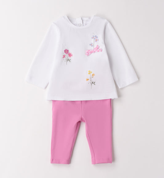 Minibanda Set aus T-Shirt und Capri Leggings - Weiß Pink