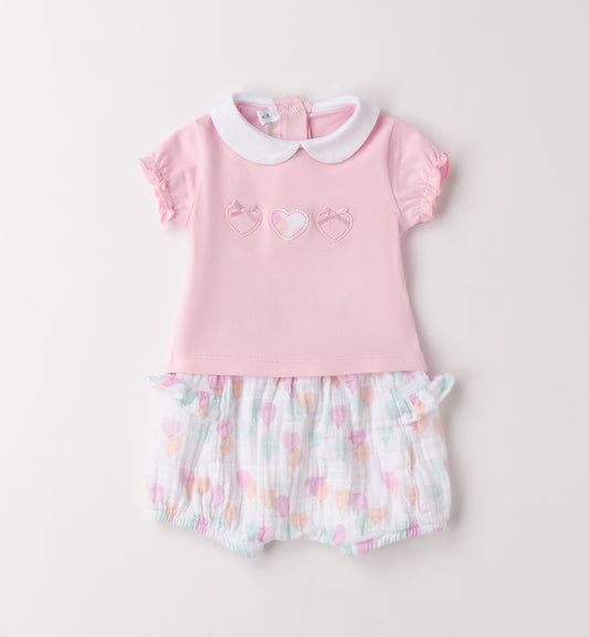 Minibanda Set aus T-Shirt und Shorts - gemustert Rosa