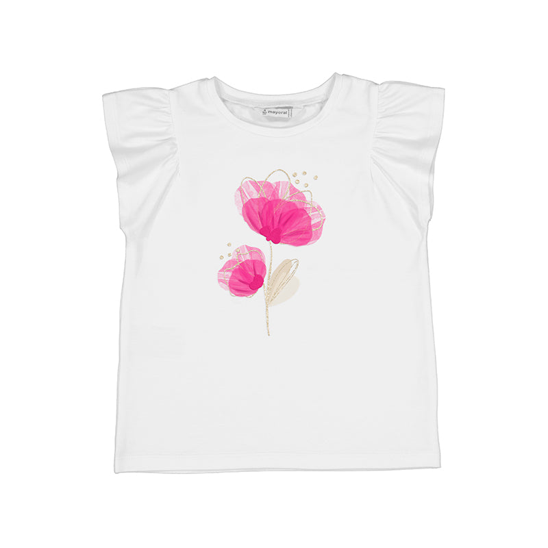 Mayoral "Shirt" mit Blumen Druck - Weiss Pink