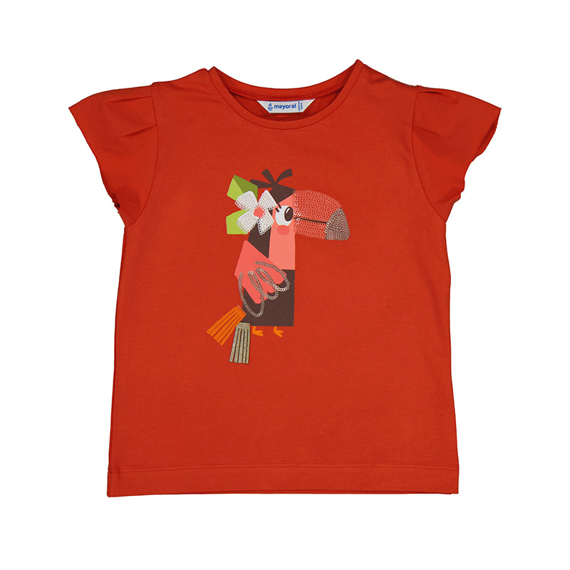Mayoral "Shirt" mit Flügelärmchen und hübschem Druck - Paprika