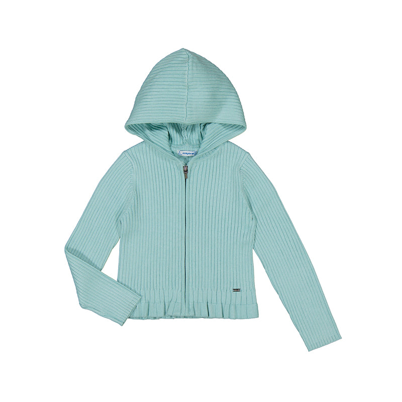 Mayoral "Strickjacke" mit Kapuze, Reißverschluss und Volant - Anis