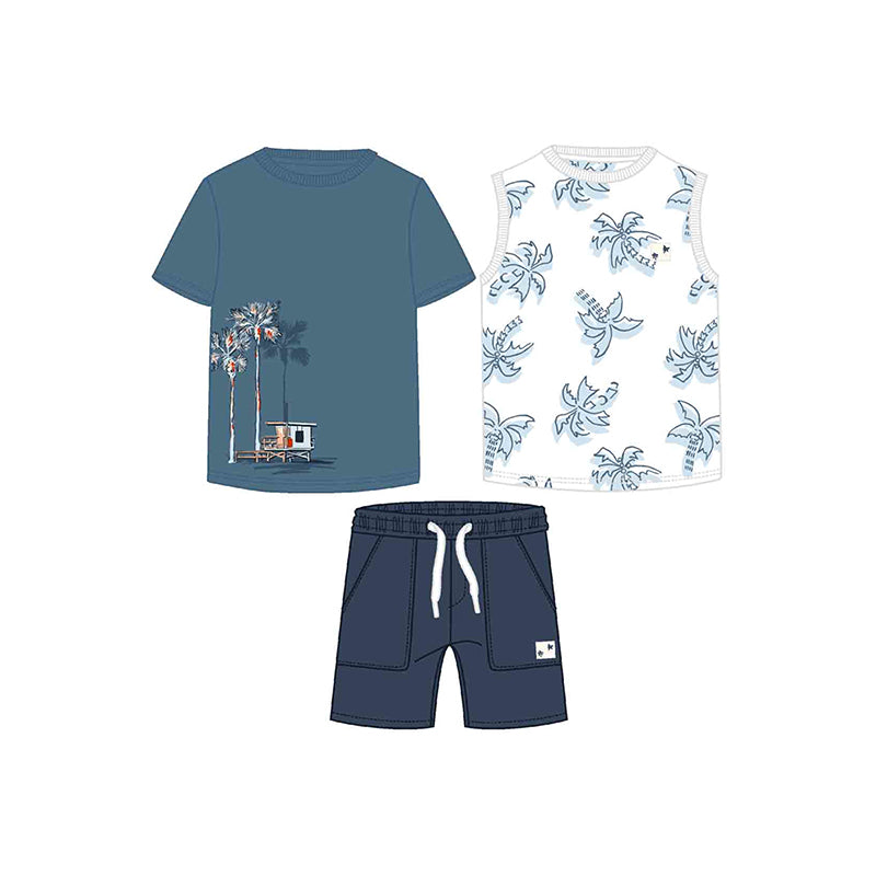 Mayoral "Set 3 teilig Shirts & Shorts" - Blau Regat