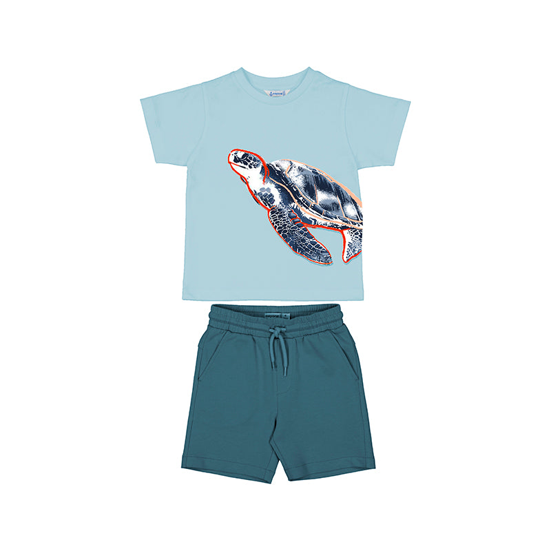 Mayoral "Set Turtle" T-Shirt & Shorts - Hellblau