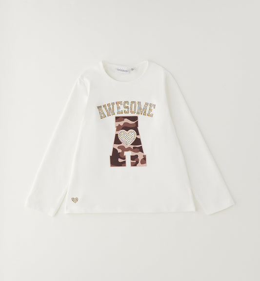 Sarabanda Langarmshirt mit Druck - Off White