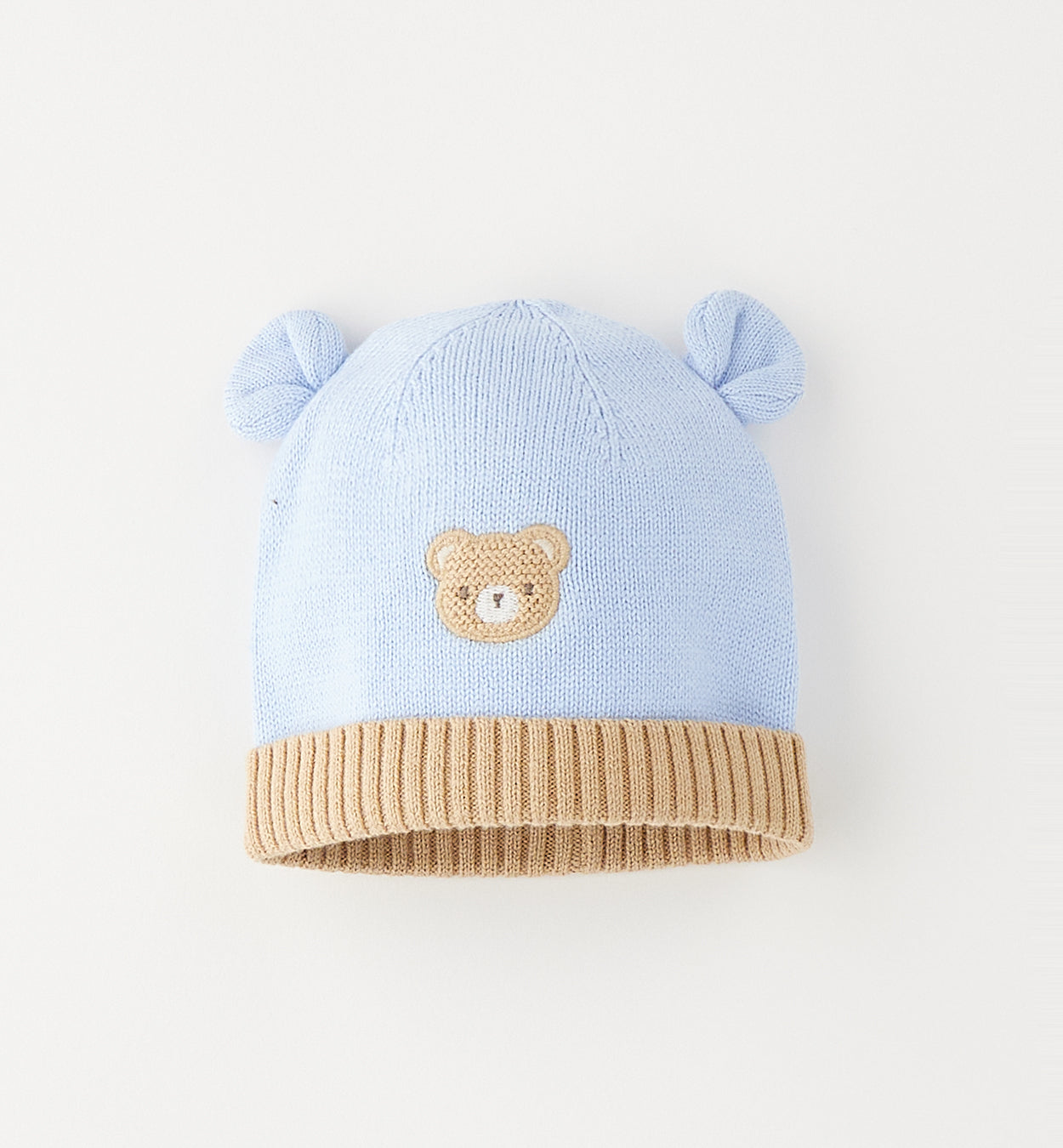Minibanda Strickmütze mit Bärchenkopf - Azurblau