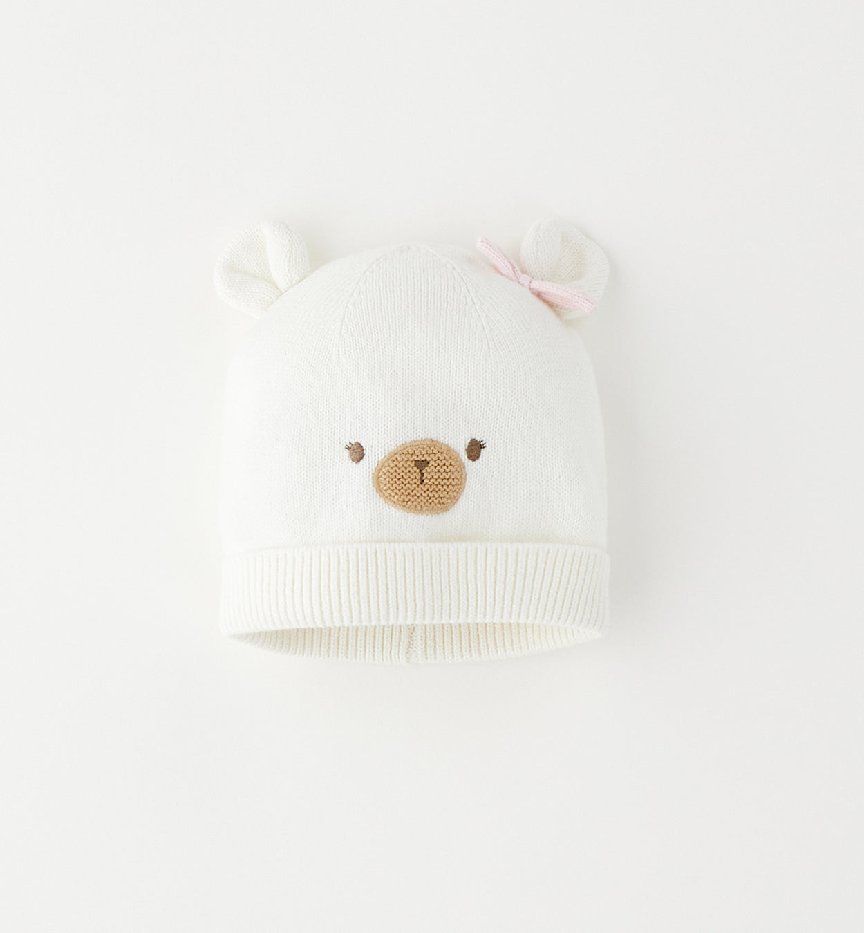 Minibanda Strickmütze mit Schleifchen - Off White