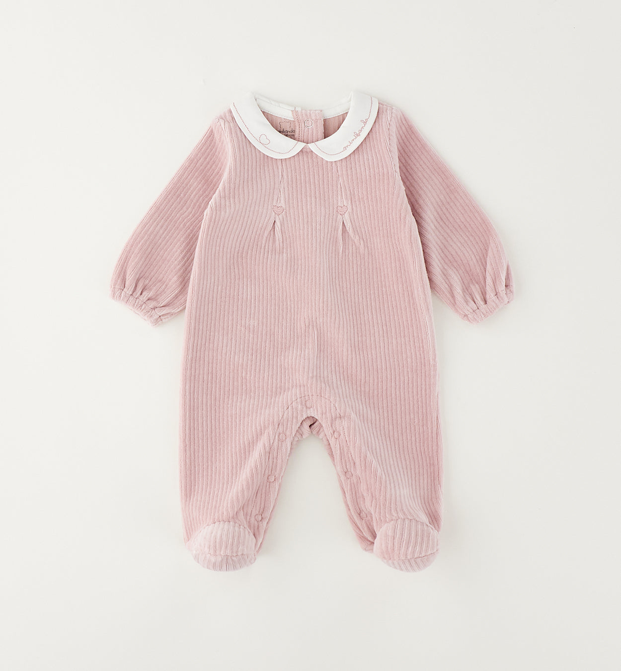 Minibanda Strampler mit Fuß aus weichem Babycord - Rosa