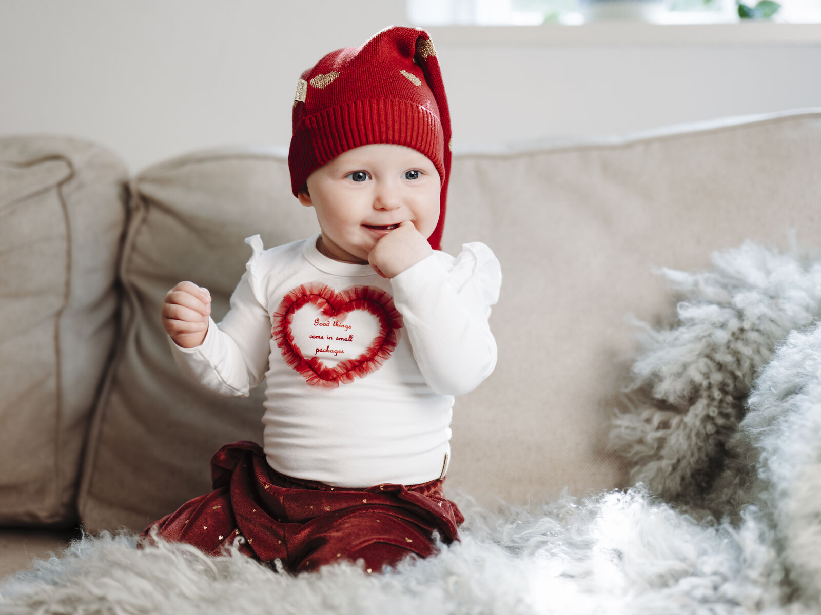 Hust & Claire "Body langarm" mit Herz aus Rüsche - Sugar
