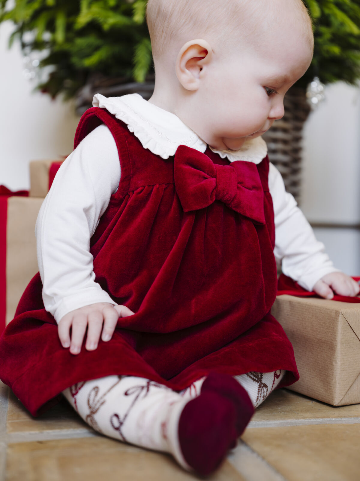 Hust & Claire "Kleid aus Samt" mit Schleife - Teaberry