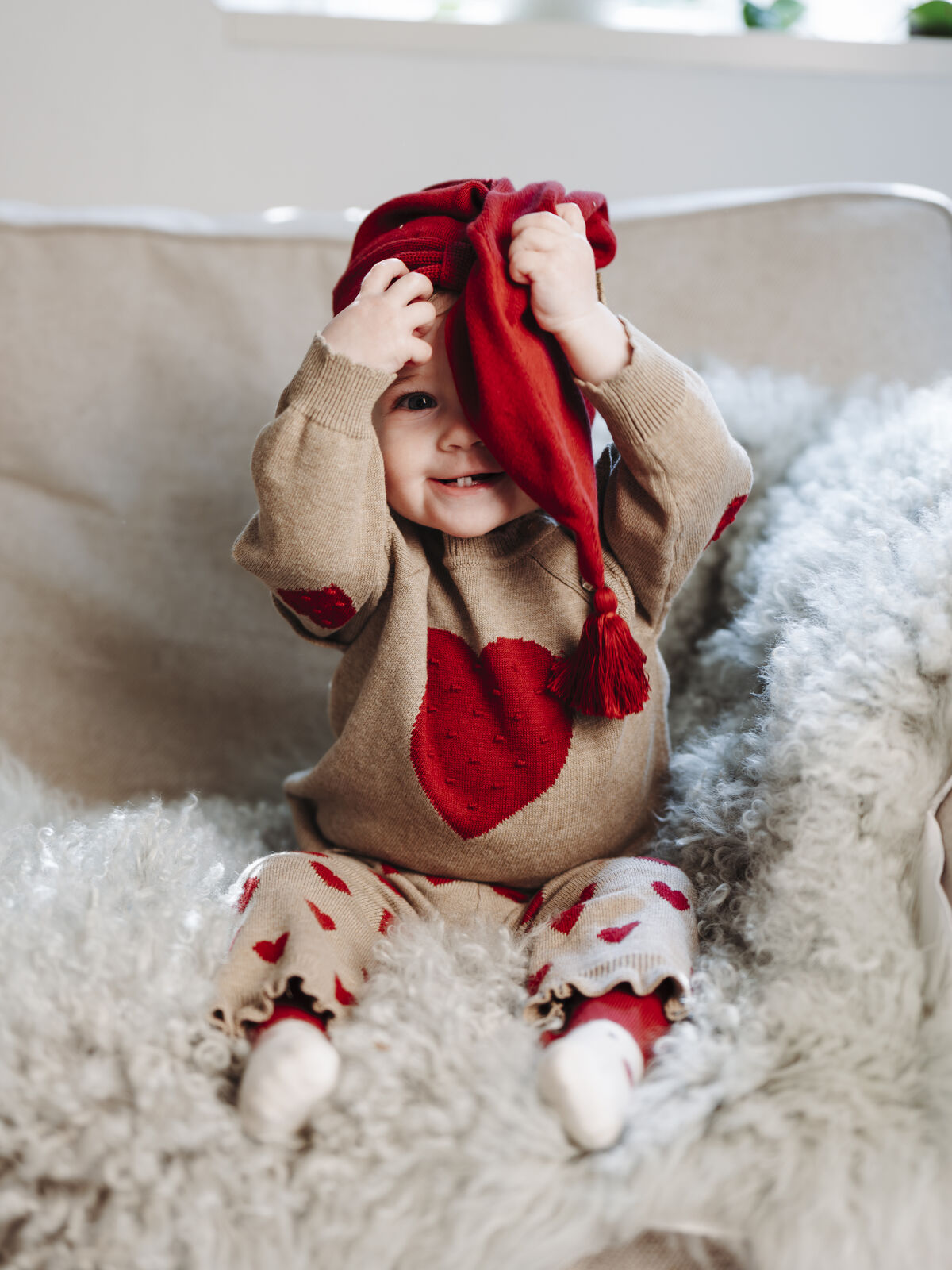 Hust & Claire "Strickhose" mit Herzchen - Biscuit