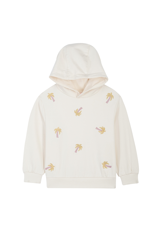 Someone "Sweatshirt" mit Kapuze und Palmenstickerei - Dark Ecru