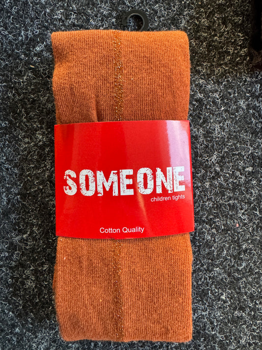 Someone Strumpfhose mit Glitzerstreifen - Cognac